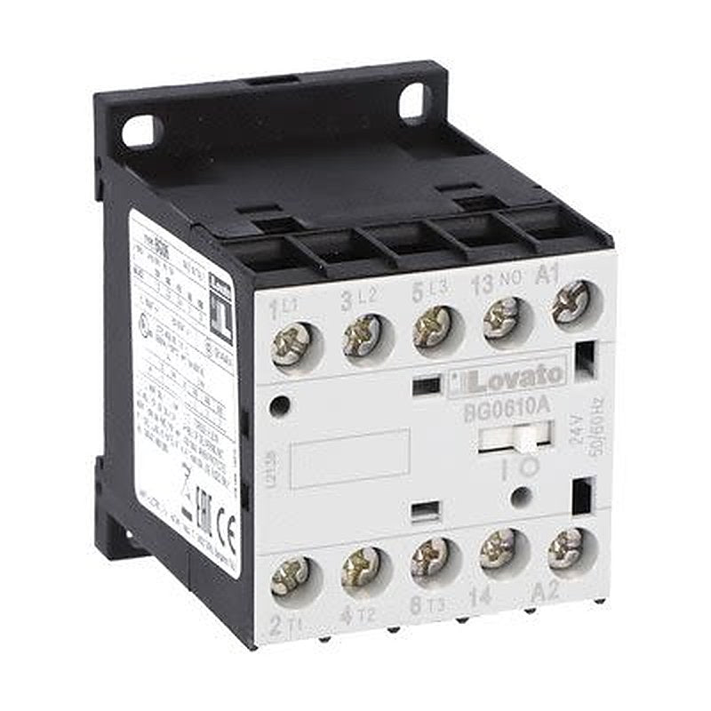 Lovato BG06 Contactor, 575V Coil, 3-Pole, 6 A, 3 kW, 1 NO, 690V