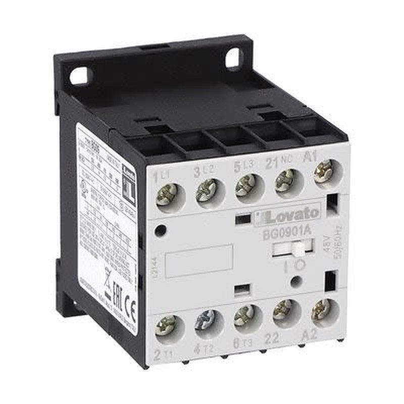 Lovato BG09 Contactor, 24V ac Coil, 3-Pole, 9 A, 4.5 kW, 1 NC, 440V
