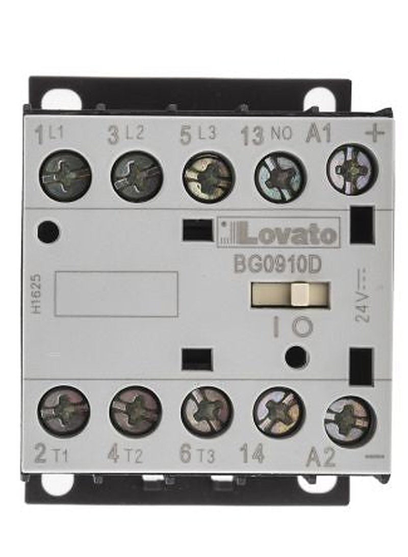 Lovato BG Contactor, 24V dc Coil, 3-Pole, 9 A, 4 kW 24V dc, 3 NO/1 NO, 600V ac