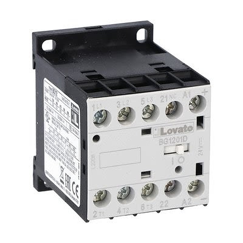 Lovato BG12 Contactor, 12V dc Coil, 3-Pole, 5 kW 12V dc, 1 NC, 690V