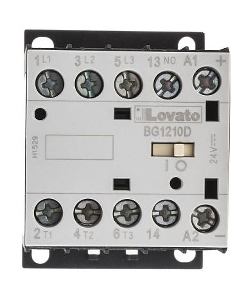 Lovato BG Contactor, 24V dc Coil, 3-Pole, 12 A, 5.5 kW 24V dc, 3 NO/1 NO, 600V ac