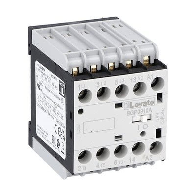 Lovato BGP09 Contactor, 400V ac Coil, 3-Pole, 9 A, 22 kW, 1 NO, 690V