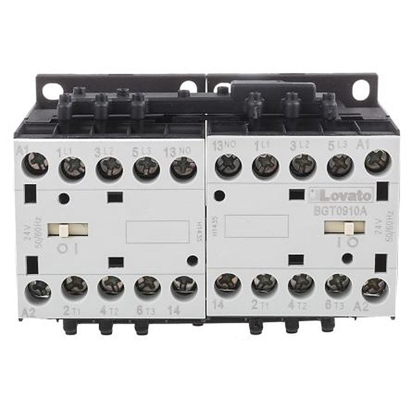Lovato BG Reversing Contactor, 24V ac Coil, 3-Pole, 9 A, 4 kW 24V ac, 3 NO/1 NO, 600V ac