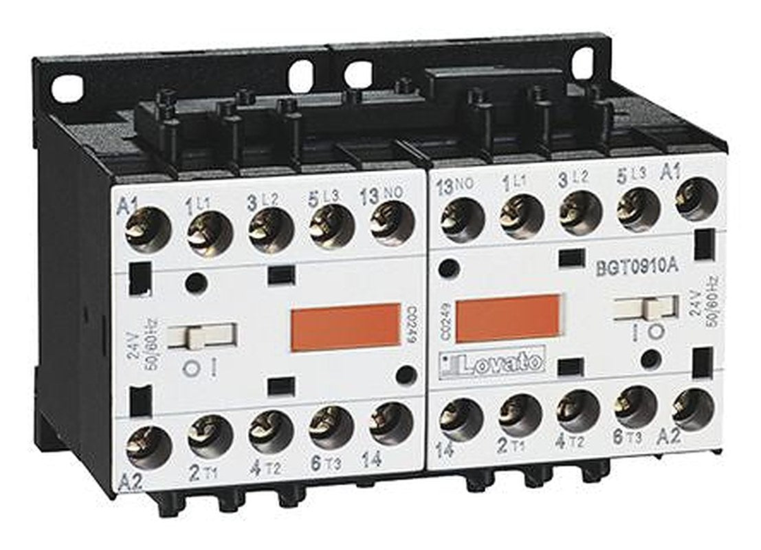 Lovato BG Reversing Contactor, 24V dc Coil, 3-Pole, 9 A, 4 kW 24V dc, 3 NO/1 NO, 600V ac