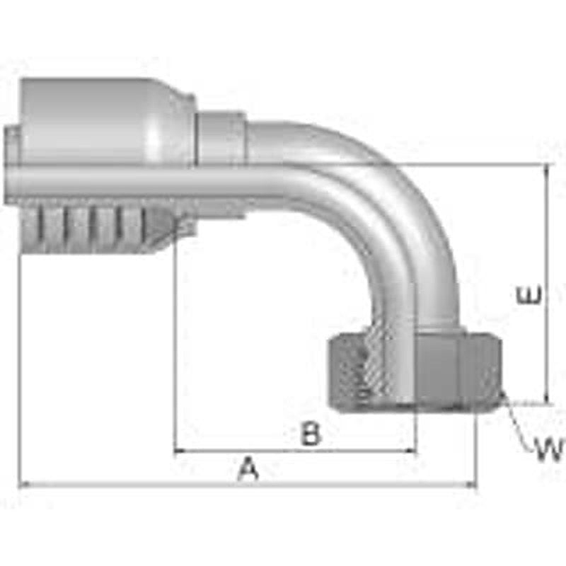 Parker 11C70-20-10 Hydraulic Fitting Female Metric, 90 °, Steel, 0.63 in Hose ID
