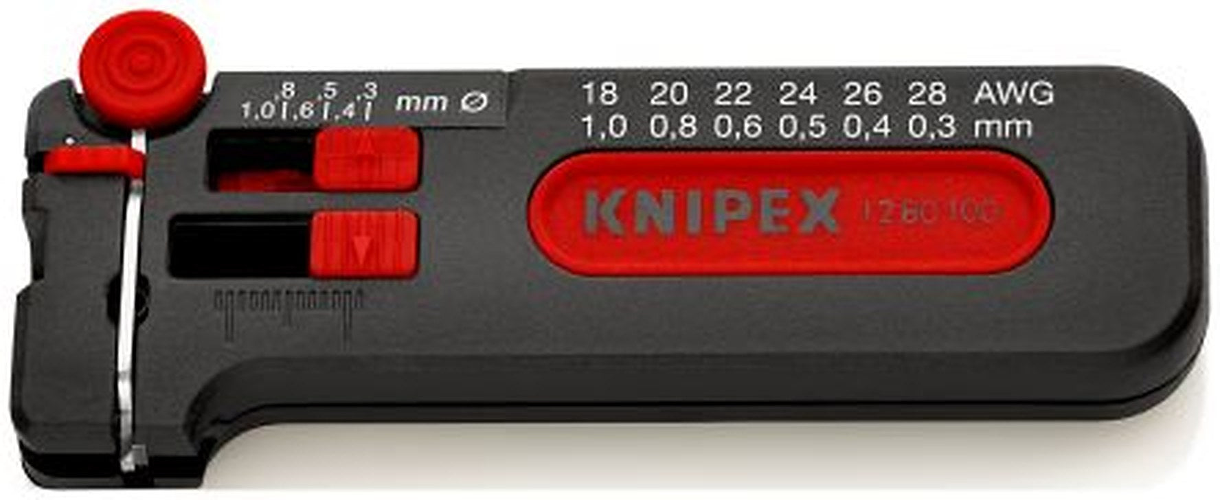 Knipex 12 80 100 SB Series Thin Conductors Plastic Mini Stripping Tool, 0.25-0.8 mm, 100mm Overall