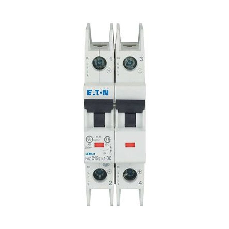 Eaton xEffect FAZ Miniature Circuit Breaker, 2-Pole, 15A, Type C, 500 V dc DC, 10 kA Breaking Capacity