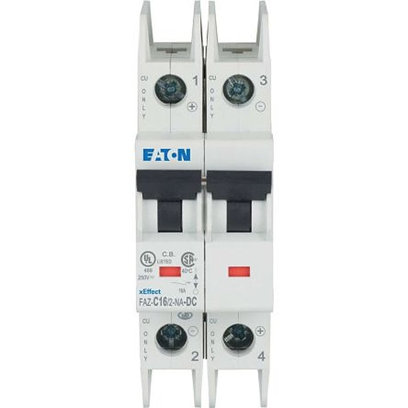 Eaton xEffect FAZ Miniature Circuit Breaker, 2-Pole, 16A, Type C, 500 V dc DC, 10 kA Breaking Capacity