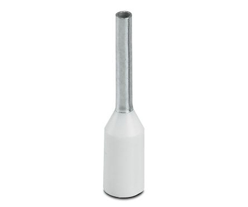 Phoenix Contact Insulated Bootlace Ferrule, 13.5 mm Pin Length, 1.1 mm Pin Diameter, White to 20 AWG Wire Size