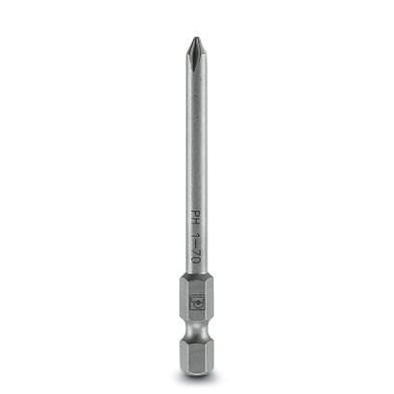Phoenix Contact Screwdriver Bit, E6.3-1/4 Tip, PH1 Tip, Cross Drive, 70 mm Overall 5-Piece