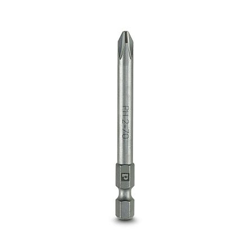 Phoenix Contact Driver Bit, 1/4 in Tip, PH 2 x 70 mm Tip, Phillips Drive, 70 mm Overall 5-Piece