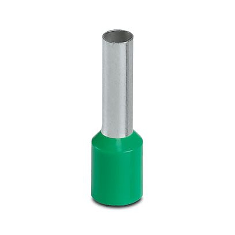 Phoenix Contact, AI Insulated Ferrule, 12 mm Pin Length, 3.5 mm Pin Diameter, Green to 10 AWG Wire Size