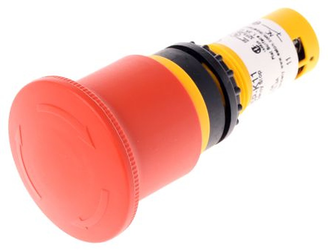 Eaton C22-PVT Series Twist Release Emergency Stop Push Button, Panel Mount, 22 mm Cutout, 1 NO/1 NC, IP66, IP67, IP69