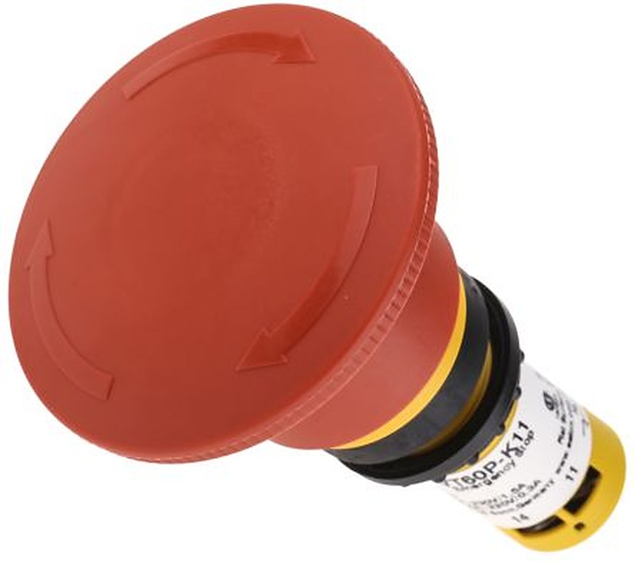 Eaton C22-PVT Series Twist Release Emergency Stop Push Button, Panel Mount, 22 mm Cutout, 1 NO/1 NC, IP67, IP69K