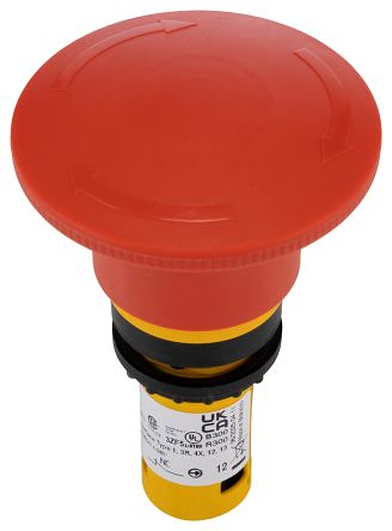 Eaton C22-PVT Series Turn to Release Emergency Stop Push Button, Built-In, 22.5 mm Cutout, 2 NC, IP67, IP69K