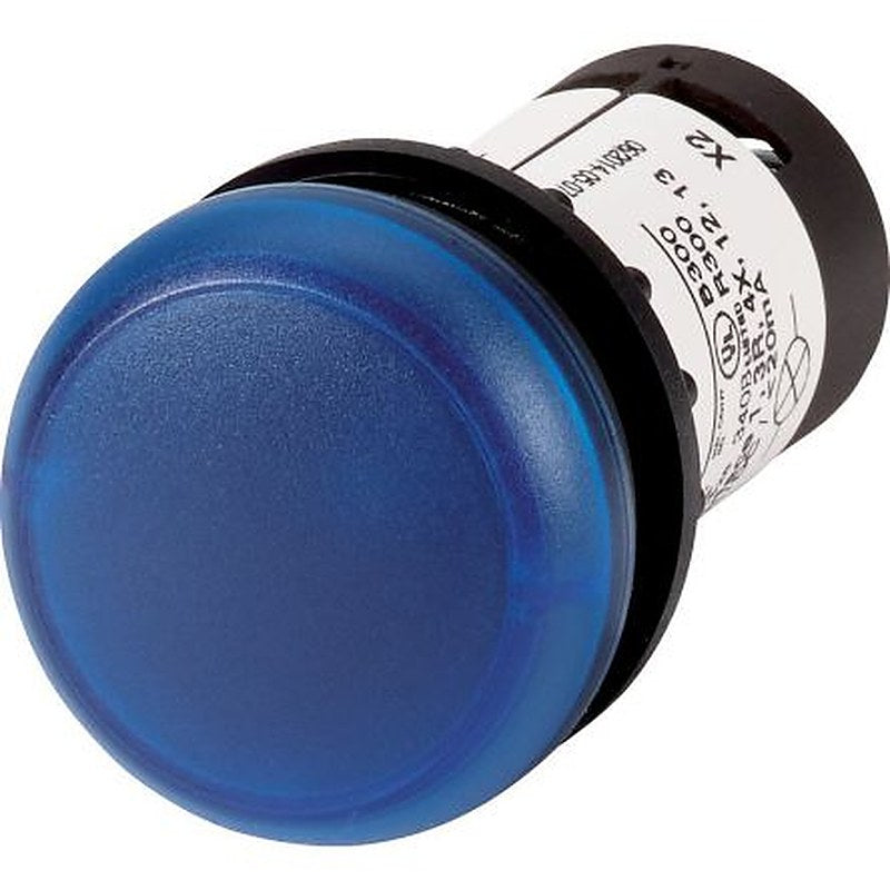 Eaton, C22, Panel Mount Blue LED Indicator, 22.5 mm Cutout, IP67, IP69K, Dome, 24V