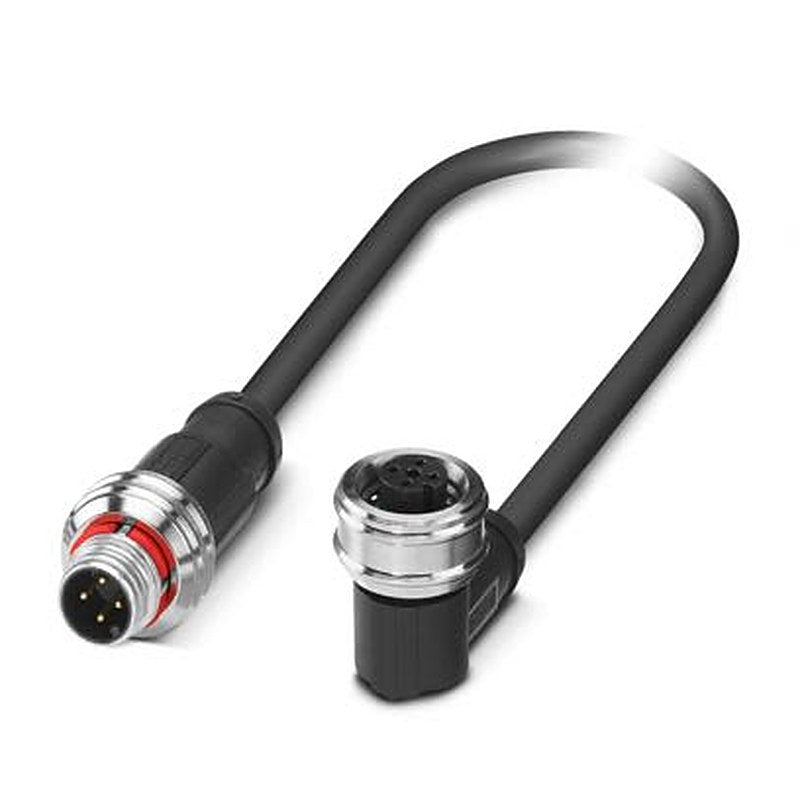 Phoenix Contact Male 4 way M12, Straight to Female 4 way Angled Socket M12 Sensor Actuator Cable, 1.5 m