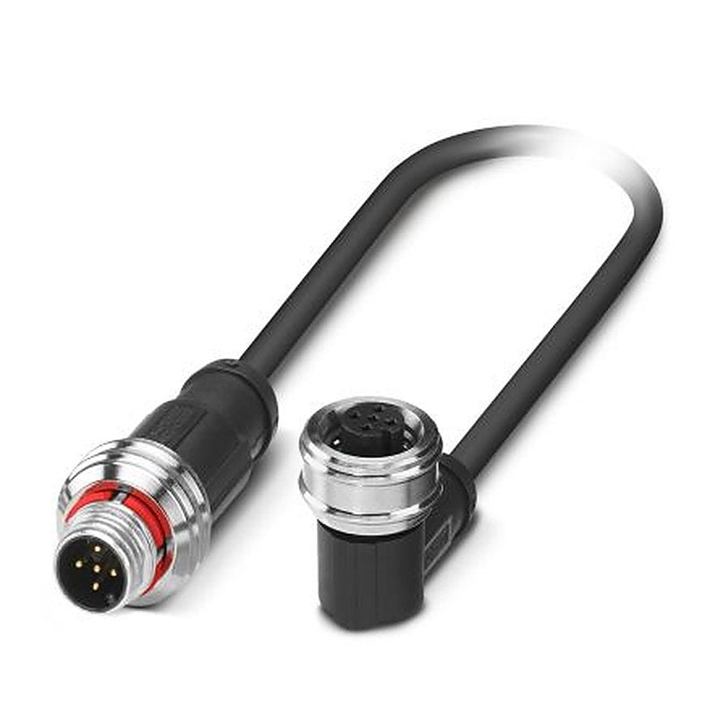 Phoenix Contact Male 5 way M12, Straight to Female 5 way Angled Socket M12 Sensor Cable, 1.5 m