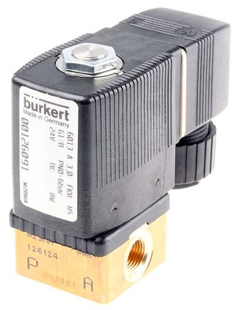 Burkert Solenoid Valve 126091, 2 Port, NC, 24V dc 3.18 mm, 3.18 mm