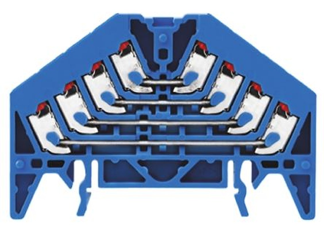 Weidmüller 1267900000 P Series DIN Rail Terminal Block Blue, 1.5mm², 4-Level, Push-in