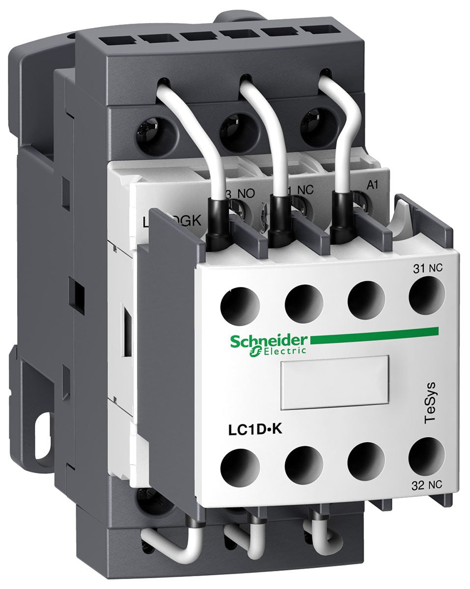 Schneider Electric TeSys LC1 - D Contactors TeSys Contactors from Schneider Electric combine long mechanical and electrical life to offer a high reliable contactor. The range has been designed for integration in control systems and can be used to create motor starters for any type of application. The TeSys contactors offer quick simple setup while maintaining compliance with international standards. Features and Benefits • Typically, applications include resistive loads and motor control • Highly reliable •