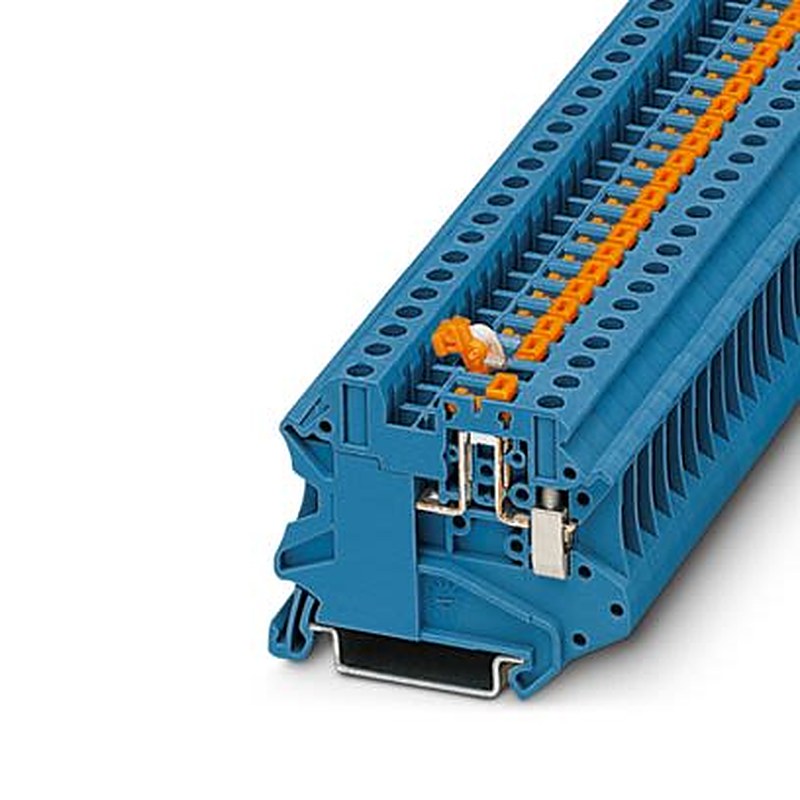 Phoenix Contact 1290815 UT 4-MT-EX BU Series Knife Disconnect Terminal Block Blue, 2.5mm², 1-Level, Screw