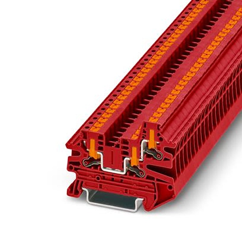 Phoenix Contact 1291491 PTV Series Feed Through Terminal Block Red, 2.5mm², 1-Level, Push-in, UKCA-EX, ATEX, IECEx