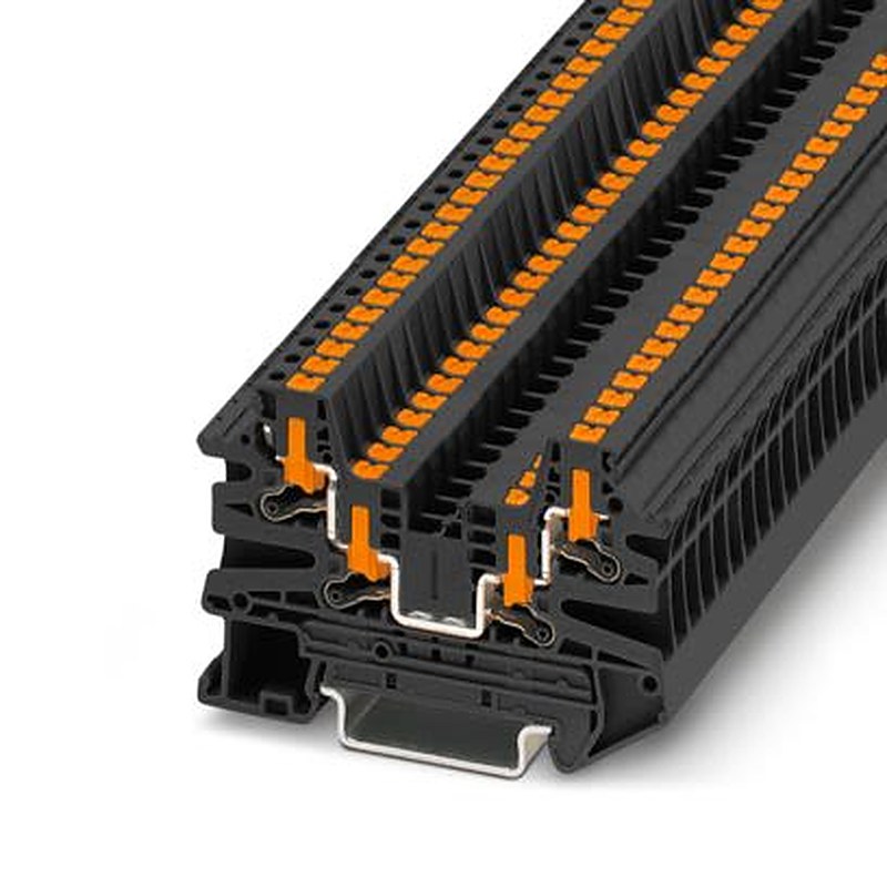 Phoenix Contact 1291510 PTV Series Feed Through Terminal Block Black, 2.5mm², 1-Level, Push-in, ATEX, IECEx