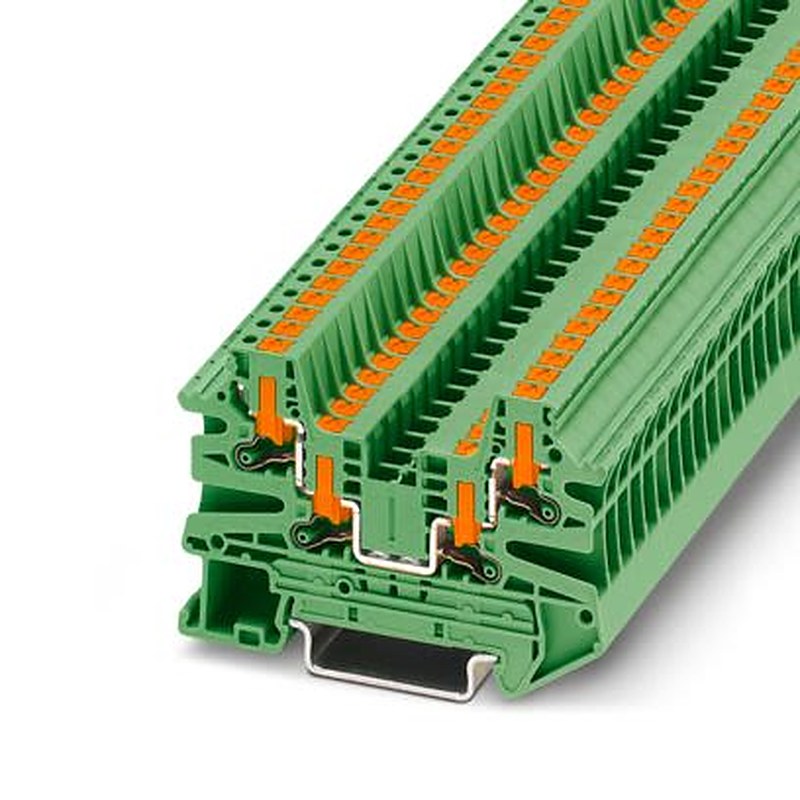 Phoenix Contact 1291513 PTV Series Feed Through Terminal Block Green, 2.5mm², 1-Level, Push-in