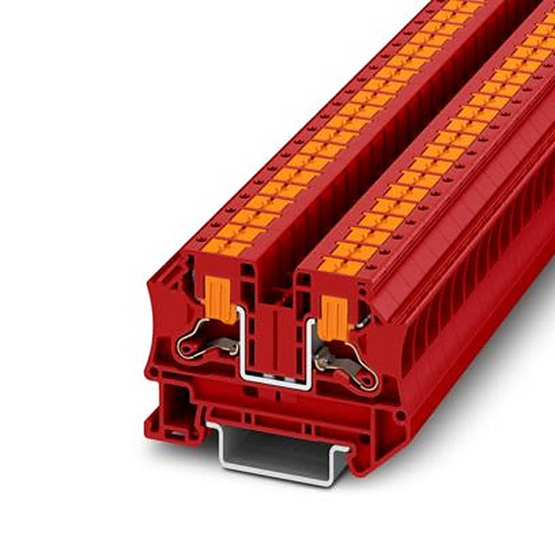 Phoenix Contact 1291904 PTV 6 RD Series Feed Through Terminal Block Red, 6mm², 1-Level, Push-in, UKCA-EX, IECEx, EAC Ex,