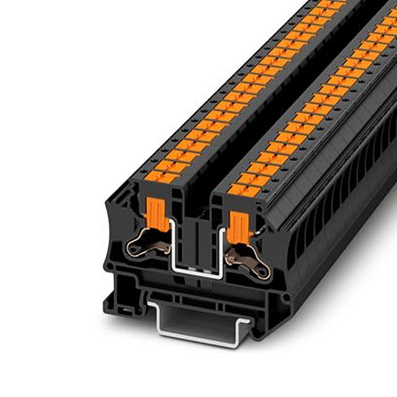 Phoenix Contact 1291906 PTV Series Feed Through Terminal Block Black, 6mm², 1-Level, Push-in, ATEX, UKCA-EX, EAC Ex,