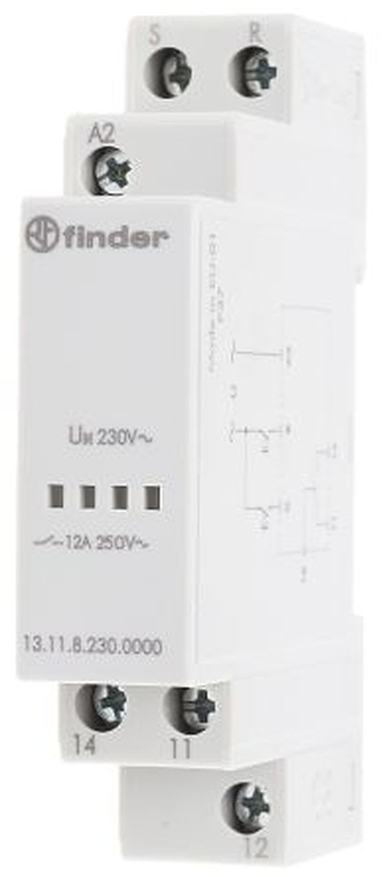 Finder DIN Rail Power Relay, 230V ac Coil, 12A Switching Current, SPDT