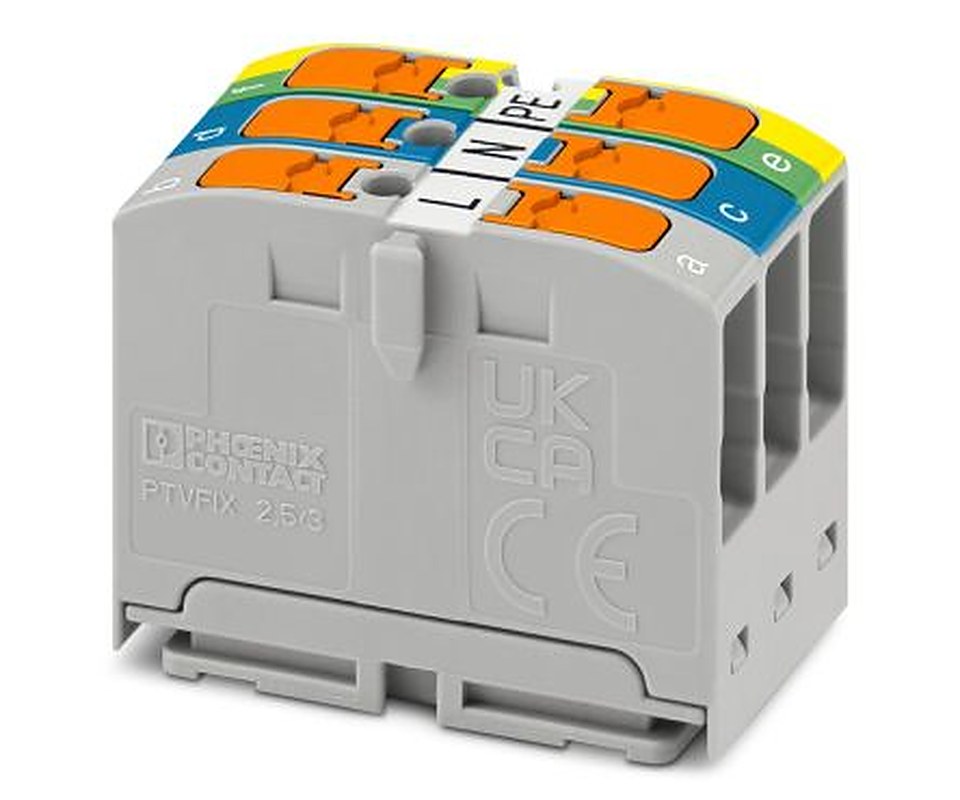 Phoenix Contact Distribution Block, 3 Way, Grey