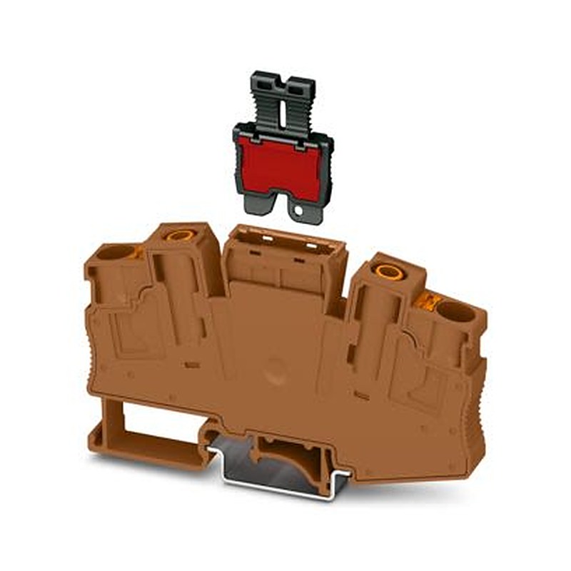 Phoenix Contact 1322569 PT 6-T P/P HV BN Series Disconnect Terminal Block Brown, 6mm², 2-Level, Push-in