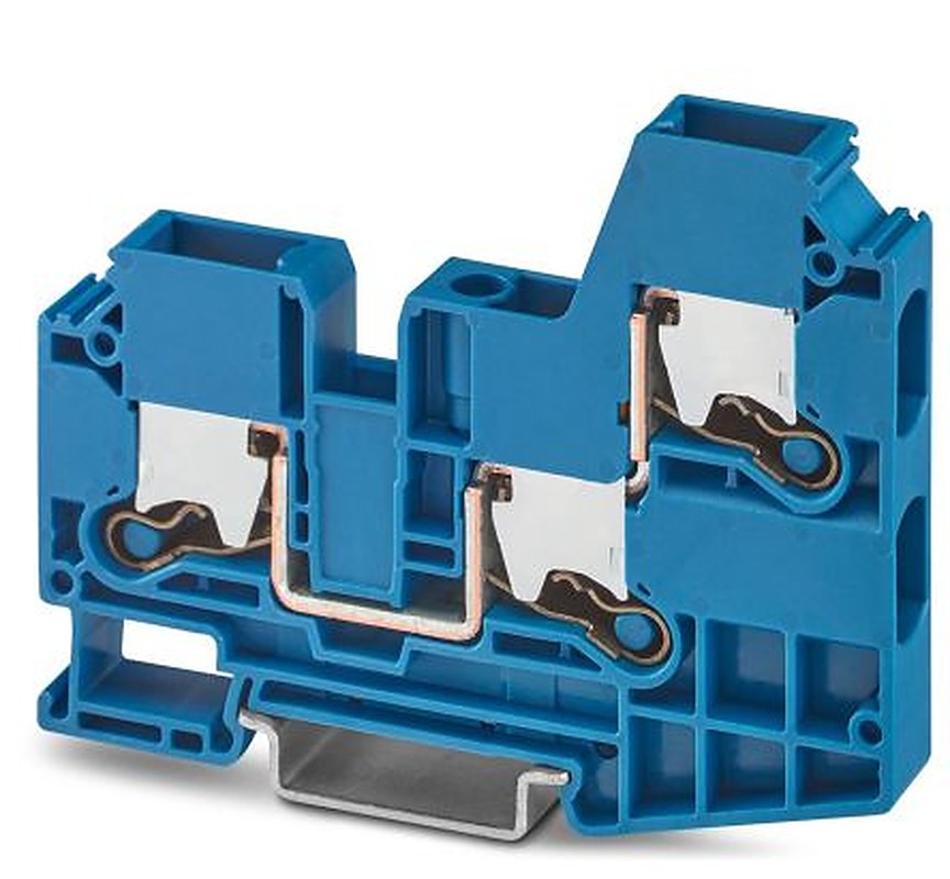 Phoenix Contact 1329605 XTV 10-TWIN BU Series Feed Through Terminal Block Blue, 10mm², 1-Level, Push-in