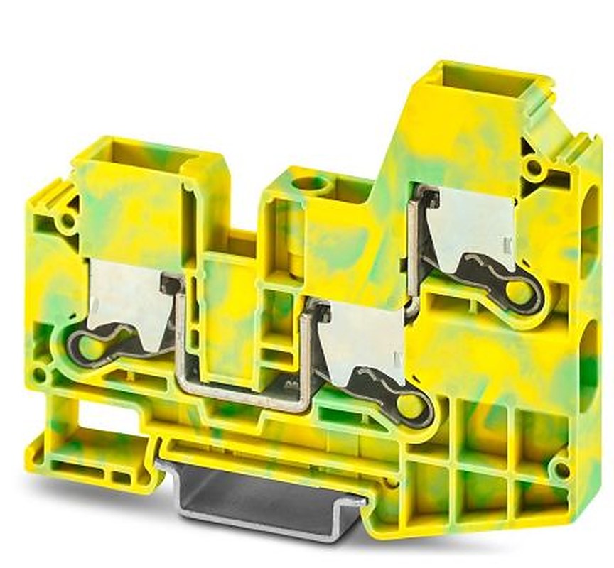 Phoenix Contact 1329606 XTV 10-TWIN-PE Series Terminal Block Yellow, Green, 10mm², 1-Level, Push-in