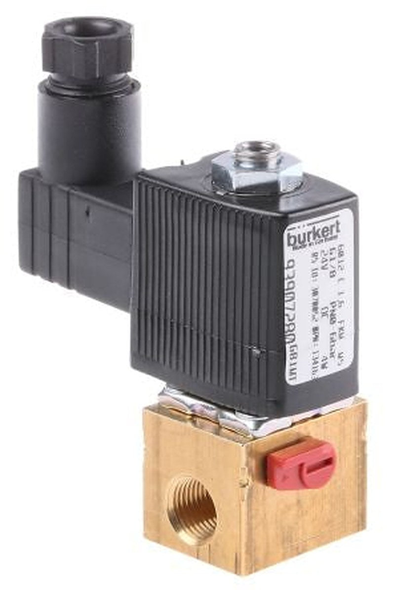 Burkert Solenoid Valve 134163, 3 Port, NC, 24V dc 3.18 mm, 3.18 mm