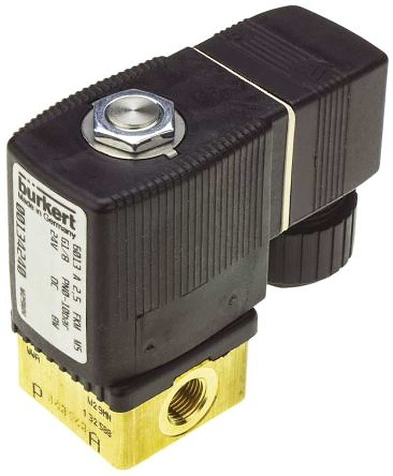 Burkert Solenoid Valve 134240, 2 Port, NC, 24V dc 3.18 mm, 3.18 mm