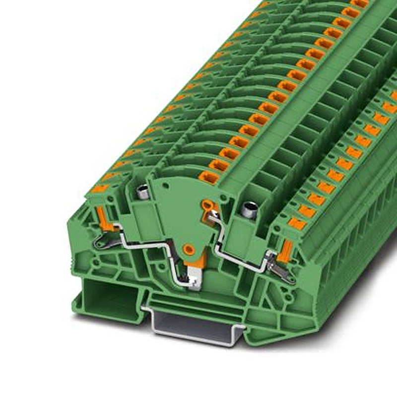 Phoenix Contact 1350422 PTVME 6/S-P GN Series Test Disconnect Terminal Block Green, 6mm², 2-Level, Push-in