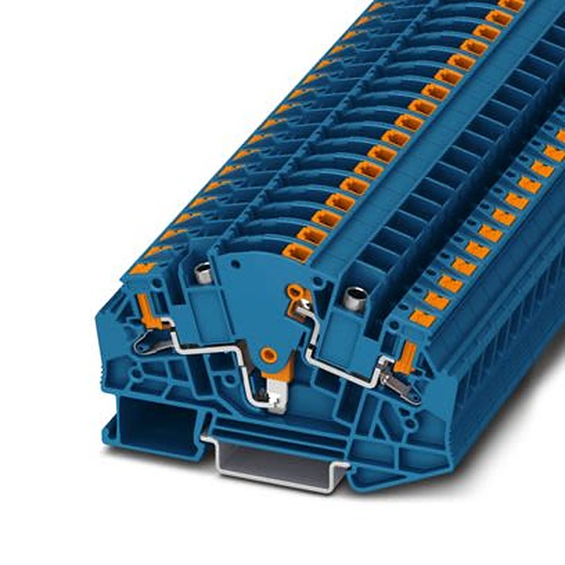 Phoenix Contact 1350424 PTVME 6/S-P BU Series Test Disconnect Terminal Block Blue, 6mm², 2-Level, Push-in