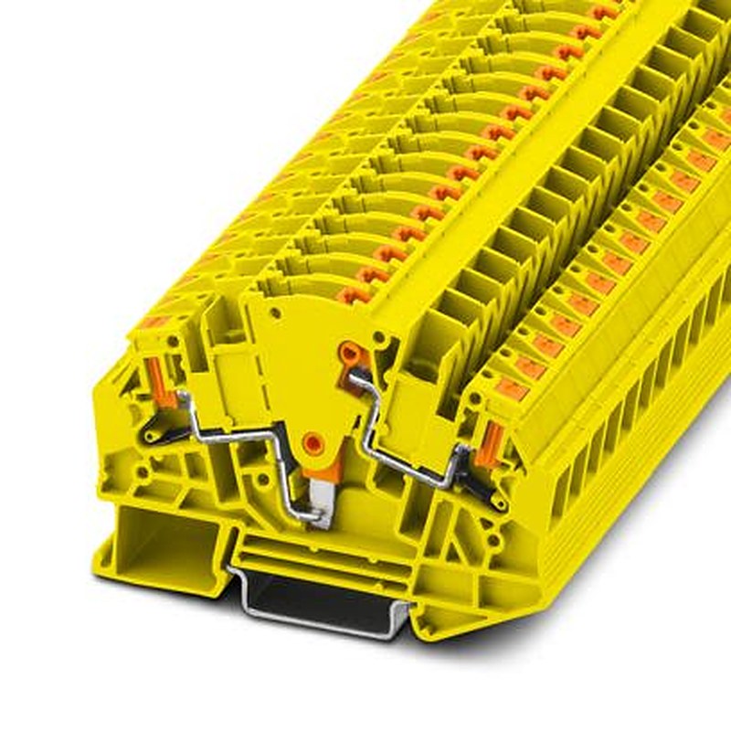 Phoenix Contact 1350425 PTVME 6/S YE Series Test Disconnect Terminal Block Yellow, 6mm², 2-Level, Push-in