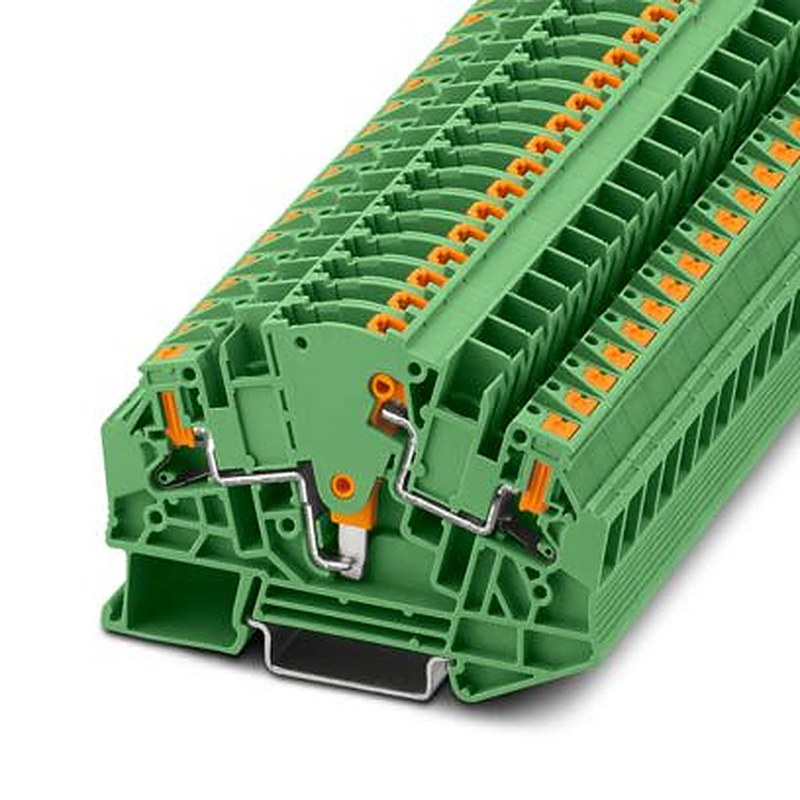 Phoenix Contact 1350426 PTVME 6/S GN Series Test Disconnect Terminal Block Green, 6mm², 2-Level, Push-in