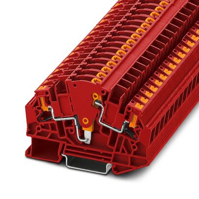Phoenix Contact 1350427 PTVME 6/S RD Series Test Disconnect Terminal Block Red, 6mm², 2-Level, Push-in