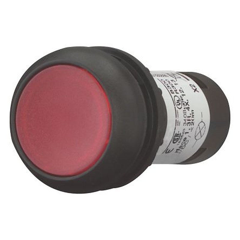 Eaton Illuminated Push Button Switch, Latching, 22.5 mm Cutout, 1 NC, Red LED, IP67, IP69K, 24 V dc 24 V ac
