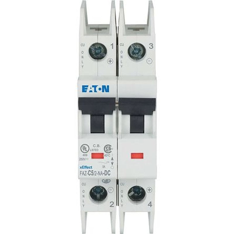Eaton xEffect xEﬀect - FAZ-NA-DC MCB Miniature Circuit Breaker, 2-Pole, 5A, Type C, 500 V dc DC, 10 kA Breaking Capacity