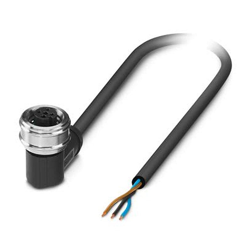 Phoenix Contact 3 way Free Cable End to Female 3 way Socket Angled M12 Push Pull Sensor Actuator Cable, 1.5 m