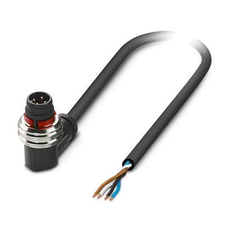Phoenix Contact Male 4 way M12, Right Angle to Free Cable End Actuator/Sensor Cable, 1.5 m