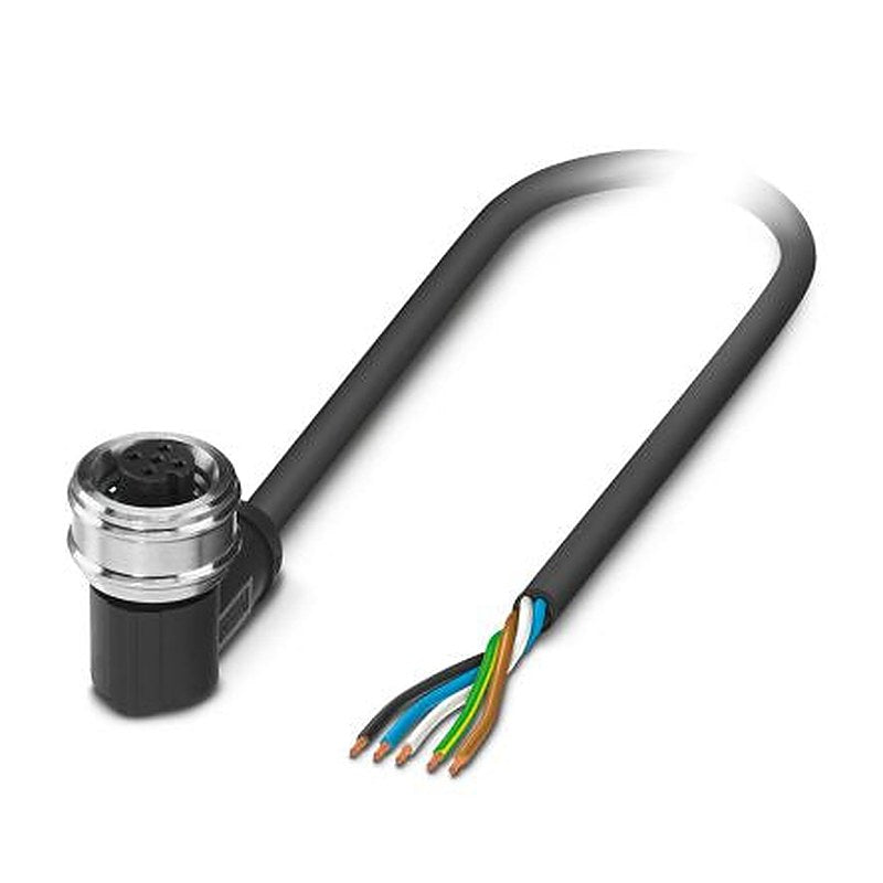 Phoenix Contact Male 5 way M12, Right Angle to Female 5 way Straight Actuator/Sensor Cable, 3 m