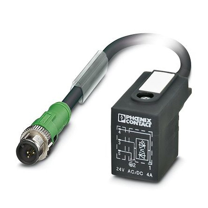 Phoenix Contact Female 3 way Right Angle to Male 3 way Straight Sensor Actuator Cable, 600 mm