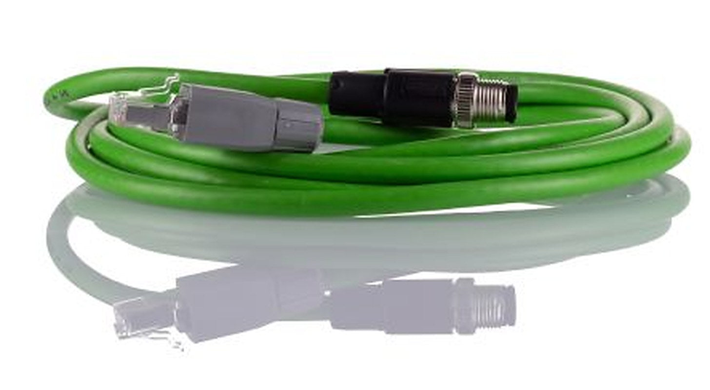 Phoenix Contact M12MS, 3 m Cat5 Ethernet Cable, Green, Shielded Polyvinyl Chloride Sheath